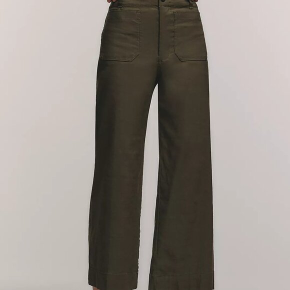 Anthropologie The Colette Linen Crop Wide-Leg Pants - Picture 2 of 5